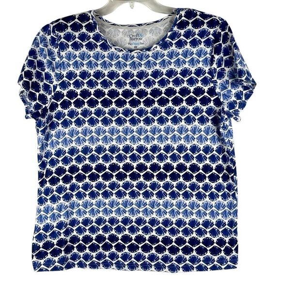 Croft & Barrow Blue White Seashell Pattern T-shirt XXL - Picture 1 of 7